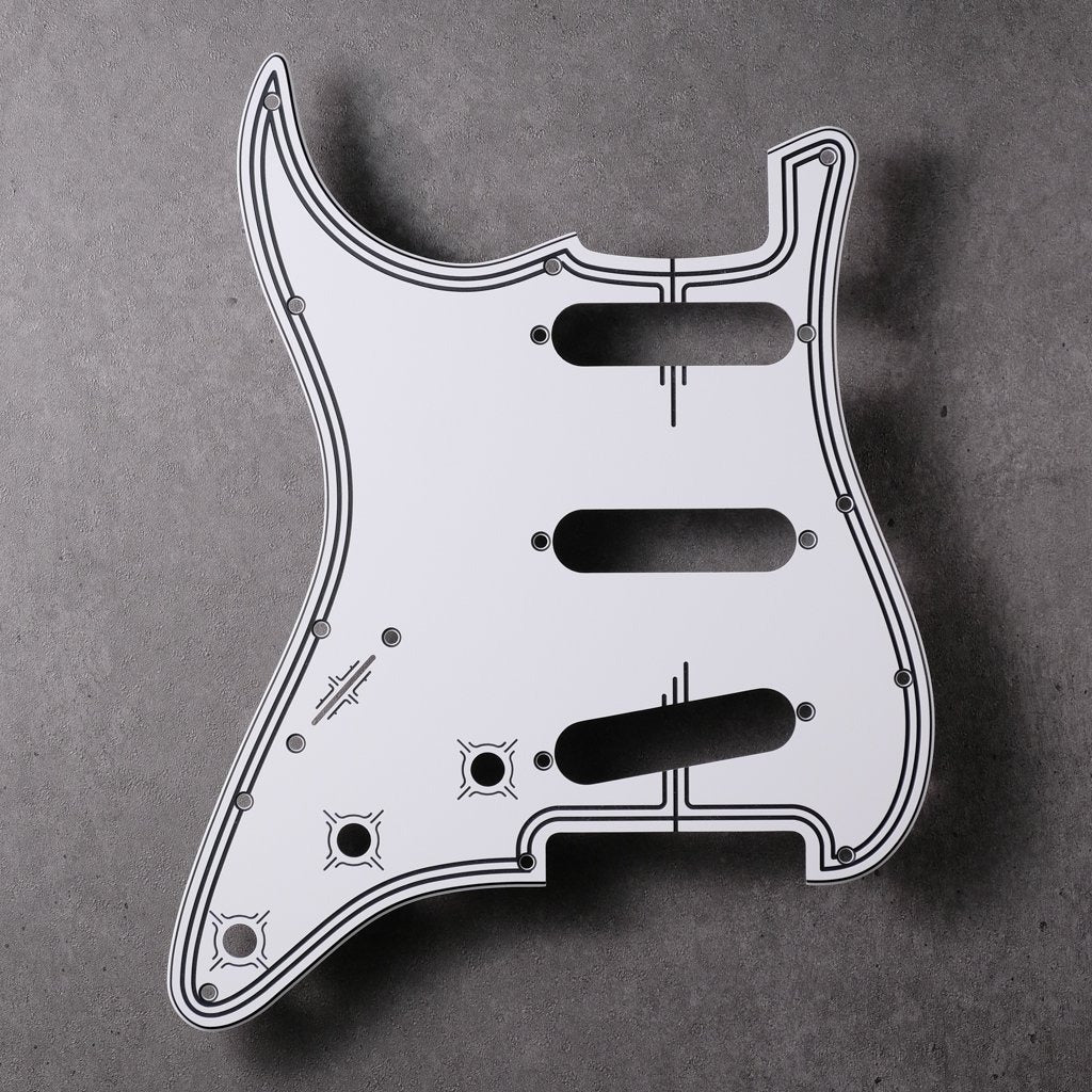 Streamline - Left-handed Stratocaster Pickguard - White/Black/White