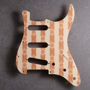 Barkcloth - Stratocaster Pickguard - Brown on Ivory