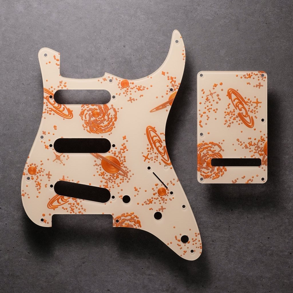 Space Oddity- Stratocaster Pickguard and Trem Cover - Ivory