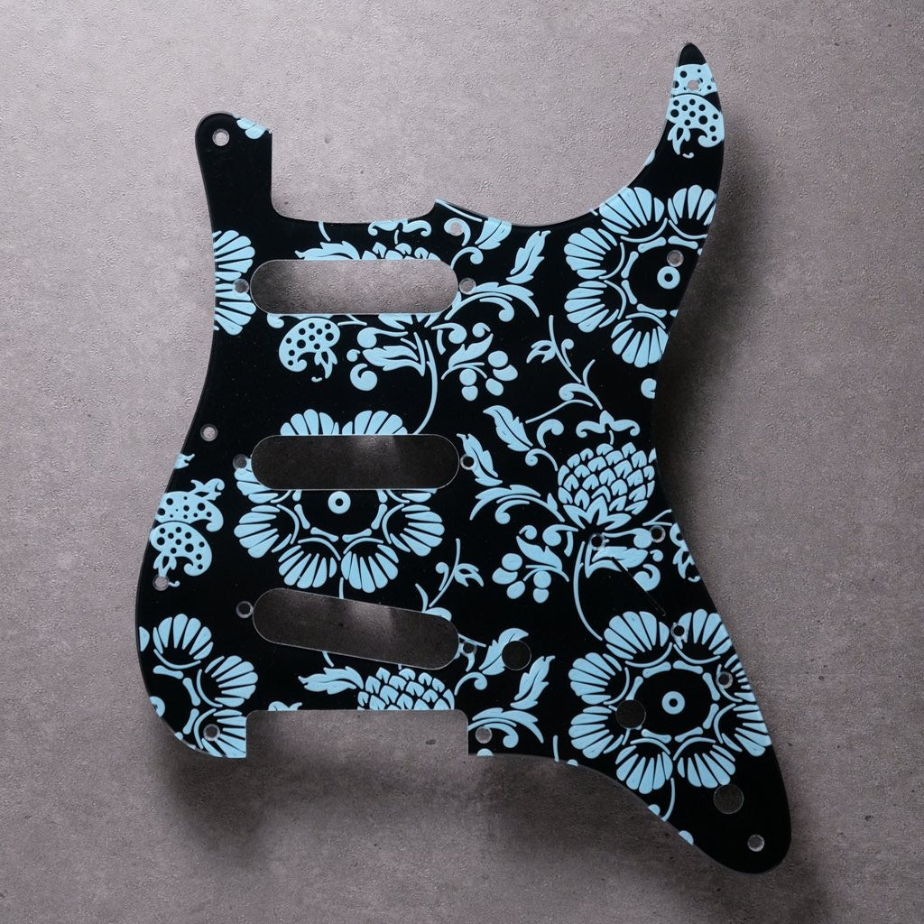 Pineapple Paradise - Stratocaster Pickguard - Sonic Blue on Black