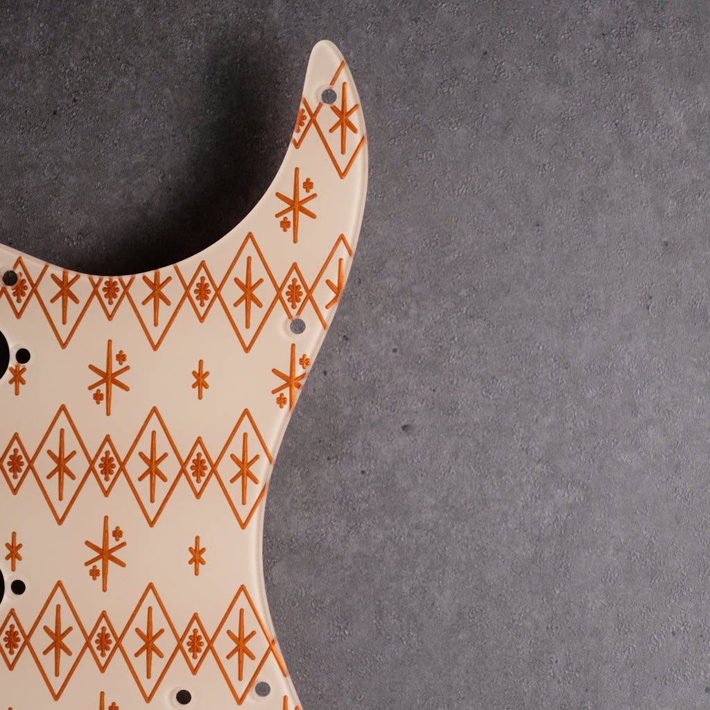 Maybellene - Stratocaster Pickguard and Trem Cover - Copper on Ivory Acrylic