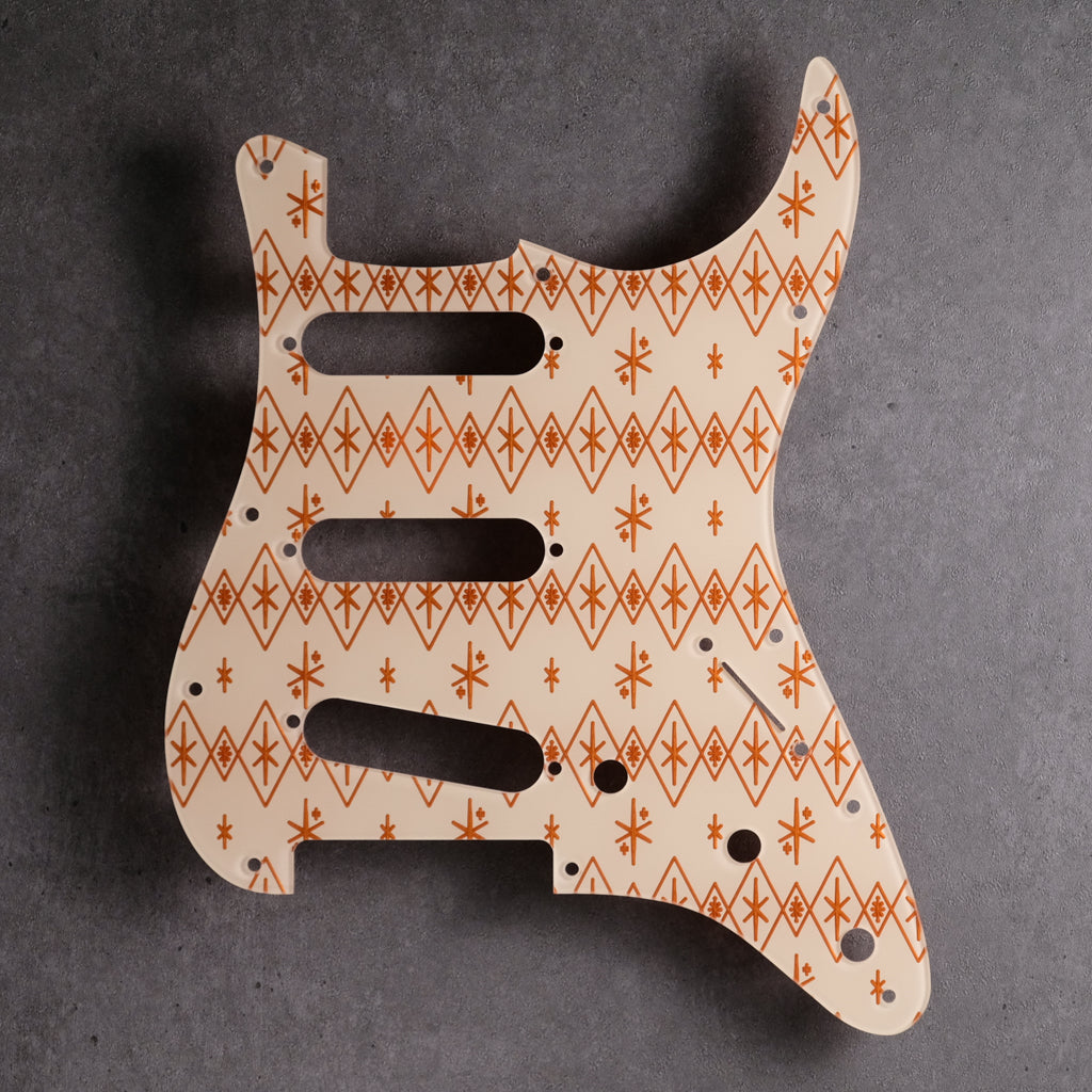 Maybellene - Stratocaster Pickguard and Trem Cover - Copper on Ivory Acrylic