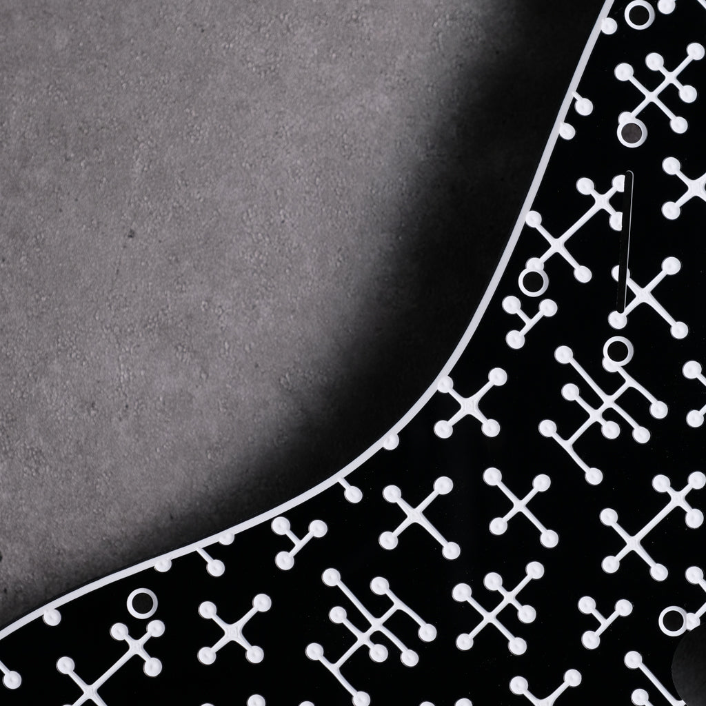 Eames Dots - Stratocaster Pickguard - Black/White/Black