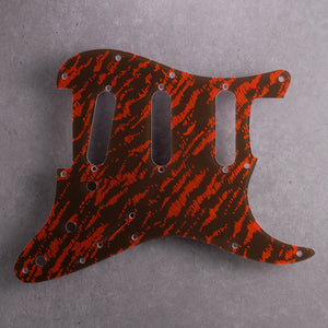 Tiger Tide - Stratocaster Pickguard - Mars Red on Brown Acrylic