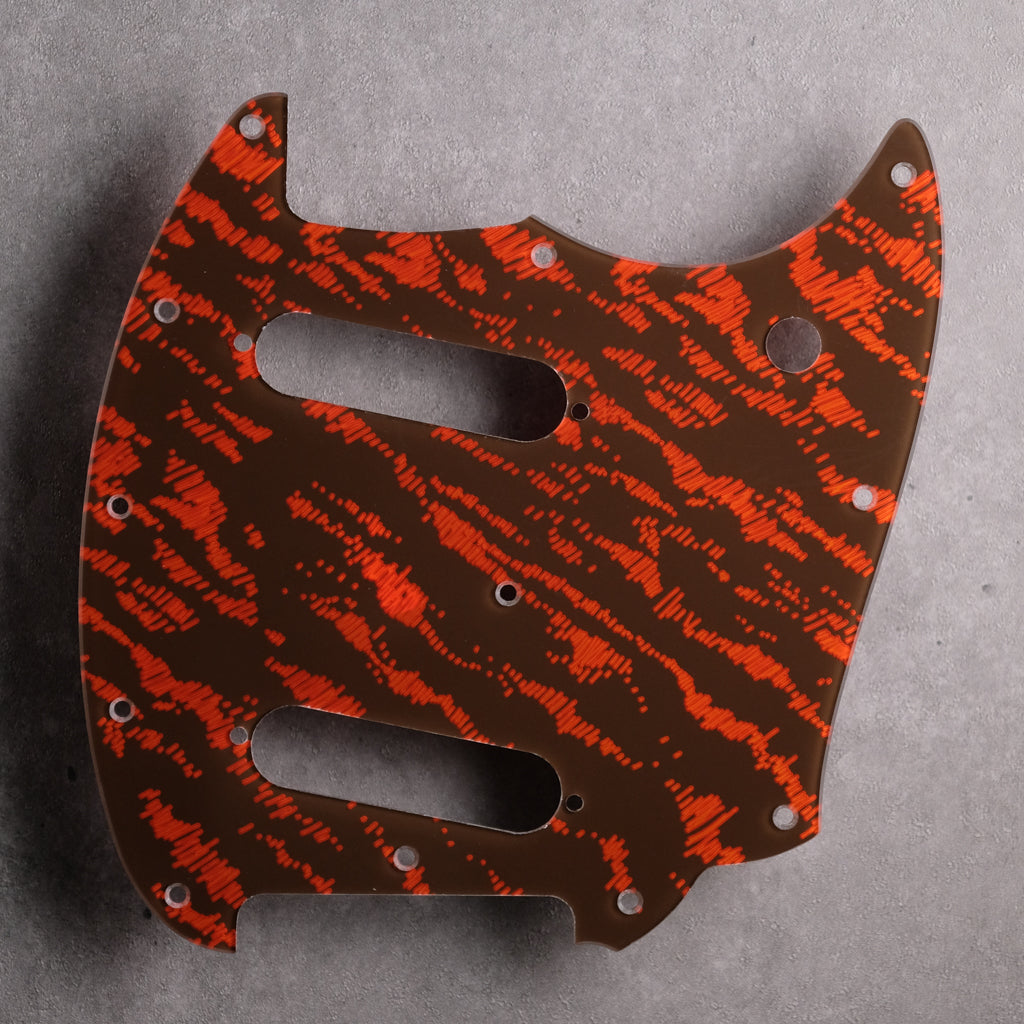 Tiger Tide - Mustang S/S Pickguard [Offset Series] - Mars Red on Brown Acrylic