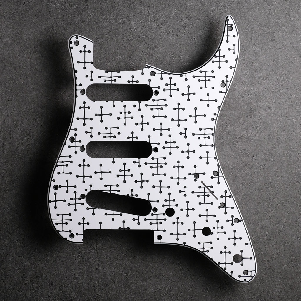 Eames Dots - Stratocaster Pickguard - White/Black/White
