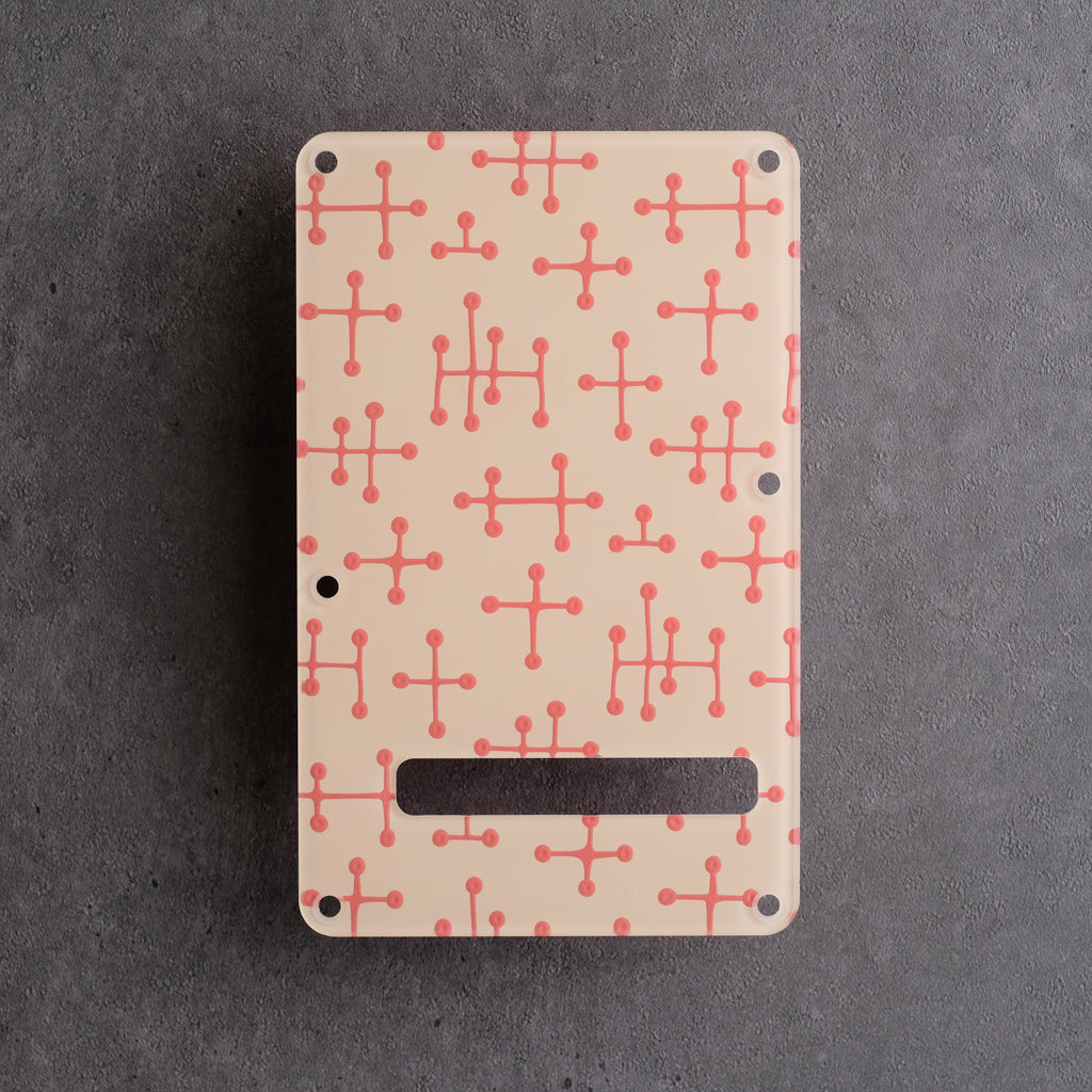 Eames Dots - Stratocaster Trem Cover - Coral on Ivory