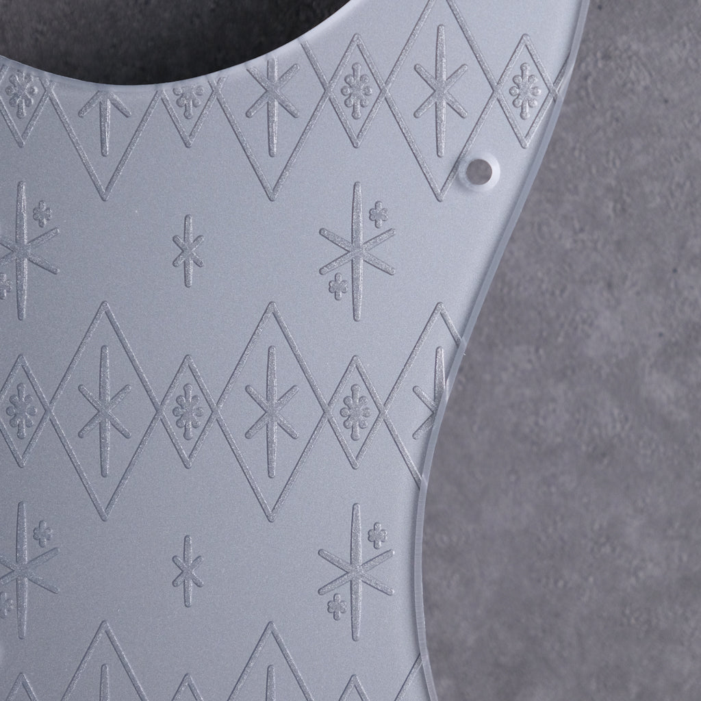 Maybellene - Stratocaster Pickguard - Metallic Silver on Silver Acrylic