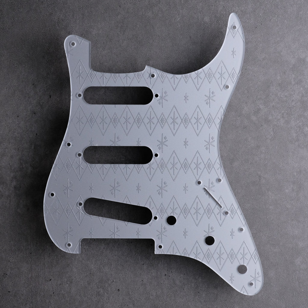 Maybellene - Stratocaster Pickguard - Metallic Silver on Silver Acrylic