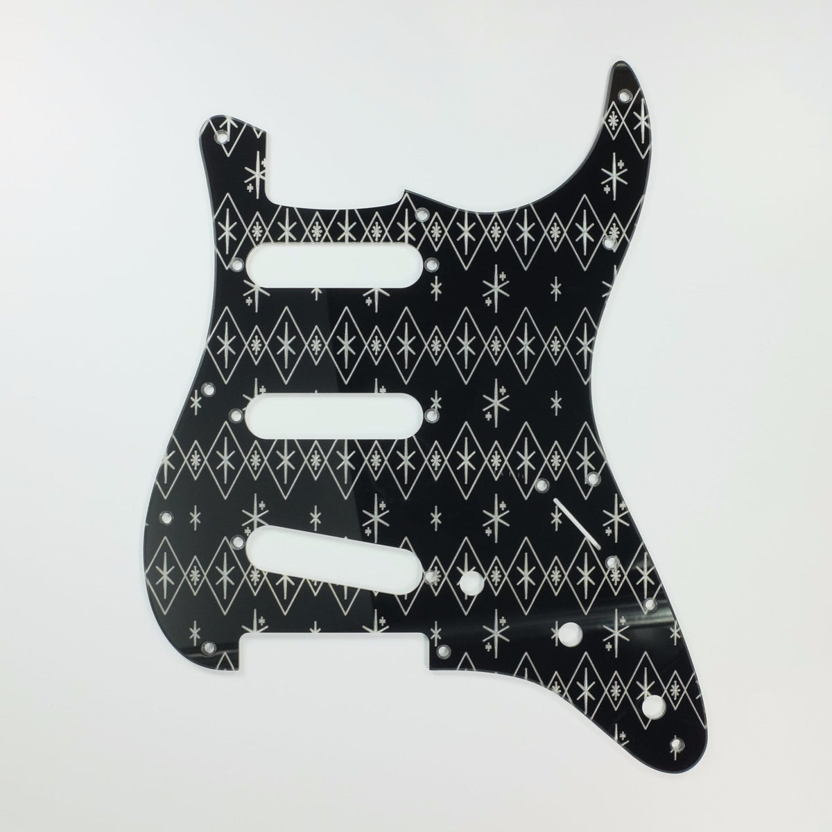 Maybellene - Stratocaster Pickguard - Silver on Black