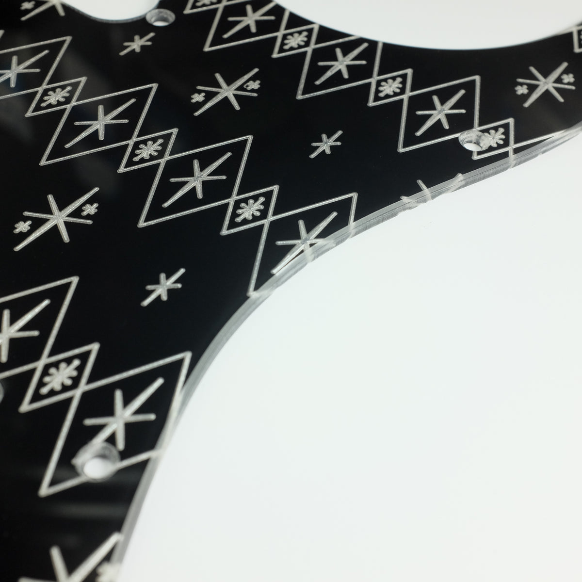 Maybellene - Stratocaster Pickguard - Silver on Black