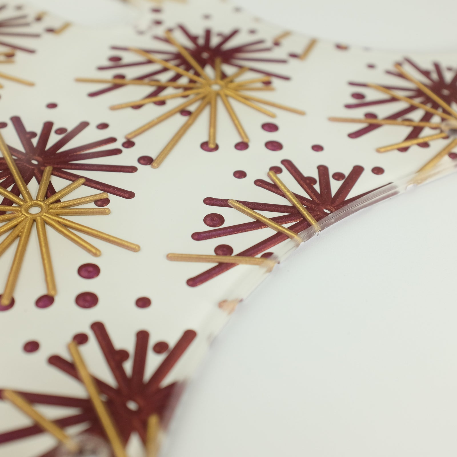 Morning Glory - Stratocaster Pickguard - Burgundy Mist and Gold on White