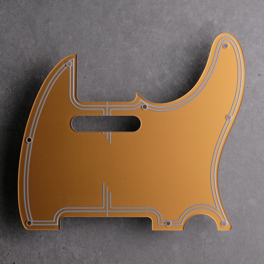 Streamline - Telecaster Pickguard - Silver on Deep Gold