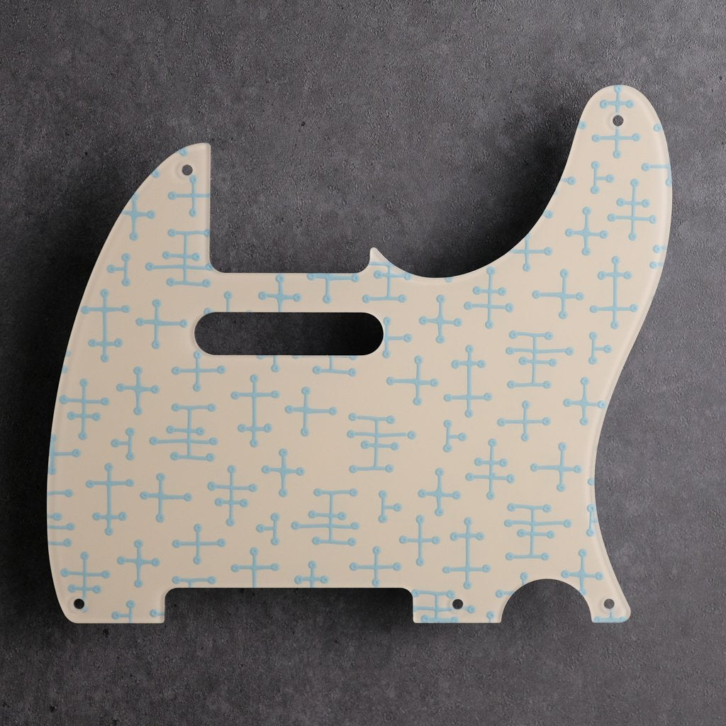 Eames Dots - Telecaster Pickguard - Sonic Blue on Ivory
