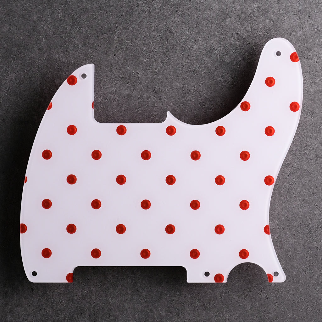 Peggy Sue - Telecaster Pickguard - Candy Apple Red on White