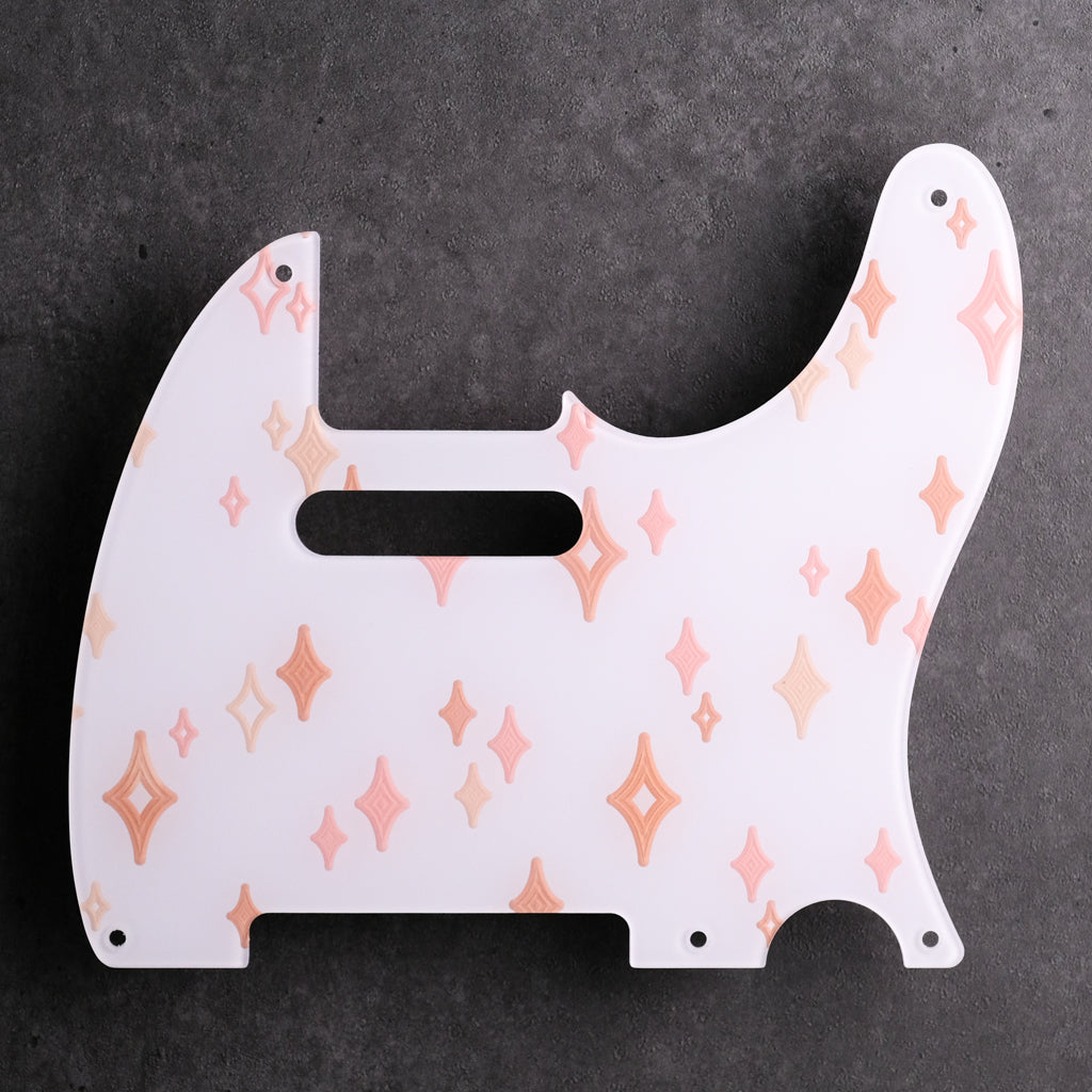 Sleepwalk - Telecaster Pickguard - Pinks on White