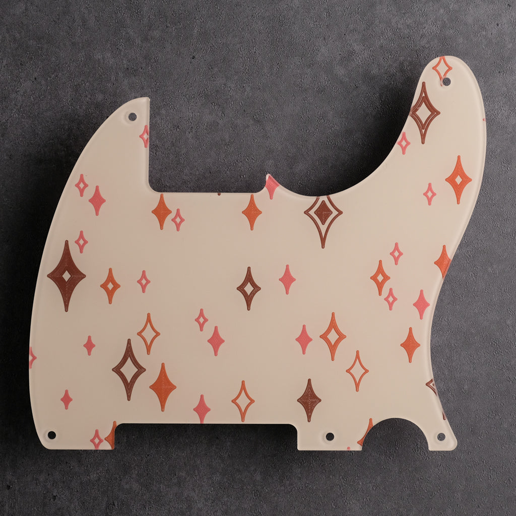 Sleepwalk - Telecaster Pickguard - Earthtones on Ivory