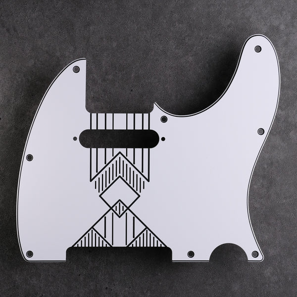 Tomahawk Telecaster Pickguard White Black Black