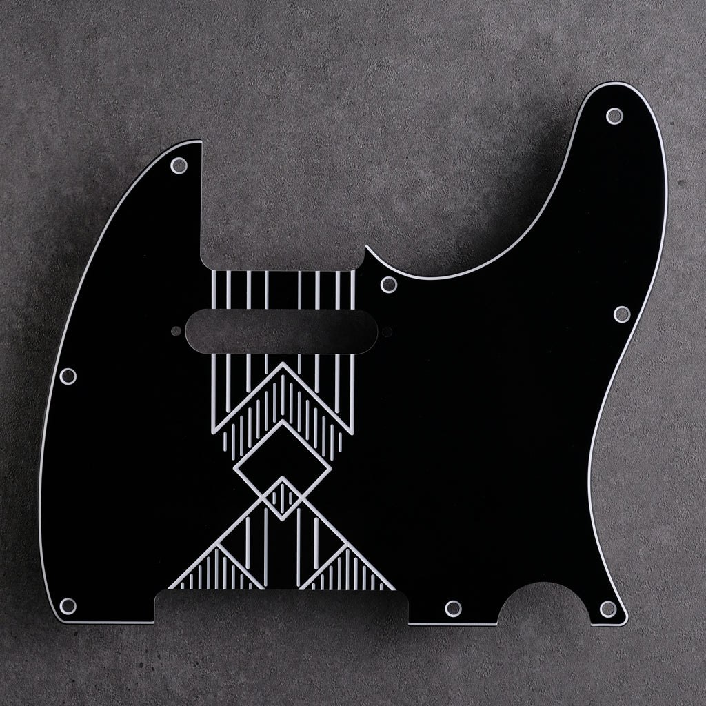 Pickguard Telecaster 5 Trous Noir Agate Blanc - Pour Fender USA/Mexico Vintage, Pas Pour Squier - 3