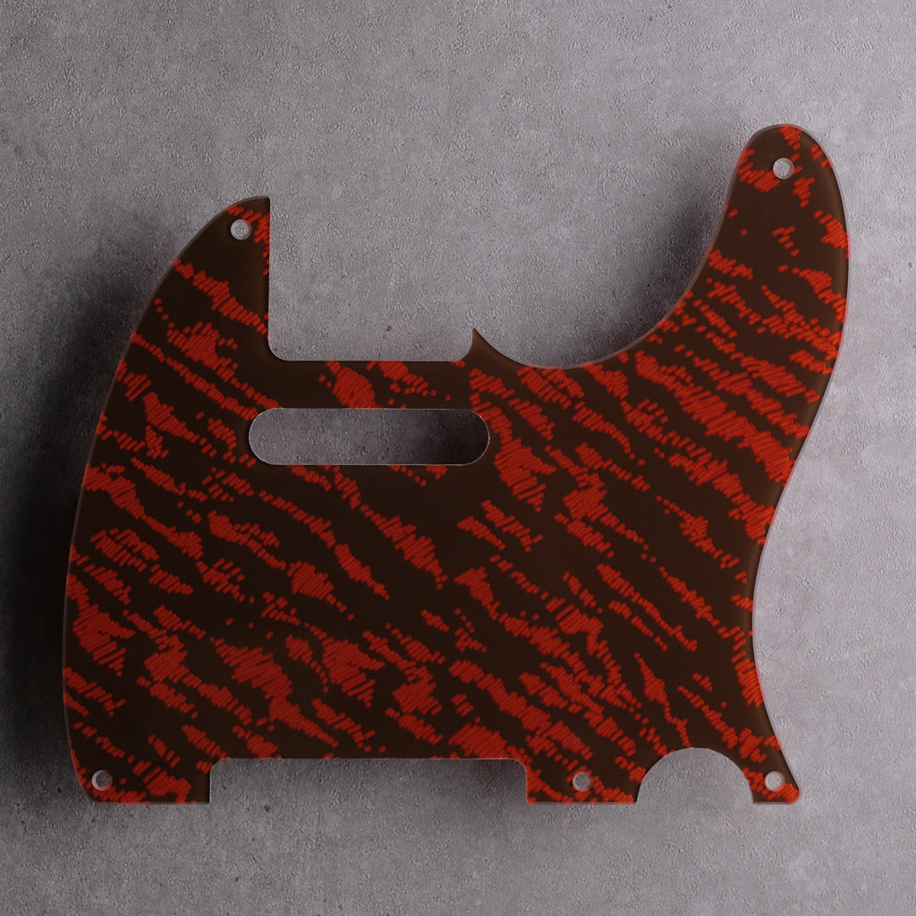 Tiger Tide- Telecaster Pickguard - Mars Red on Brown