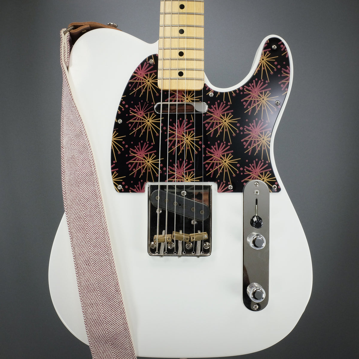Morning Glory - Telecaster Pickguard - Burgundy and Gold on Black