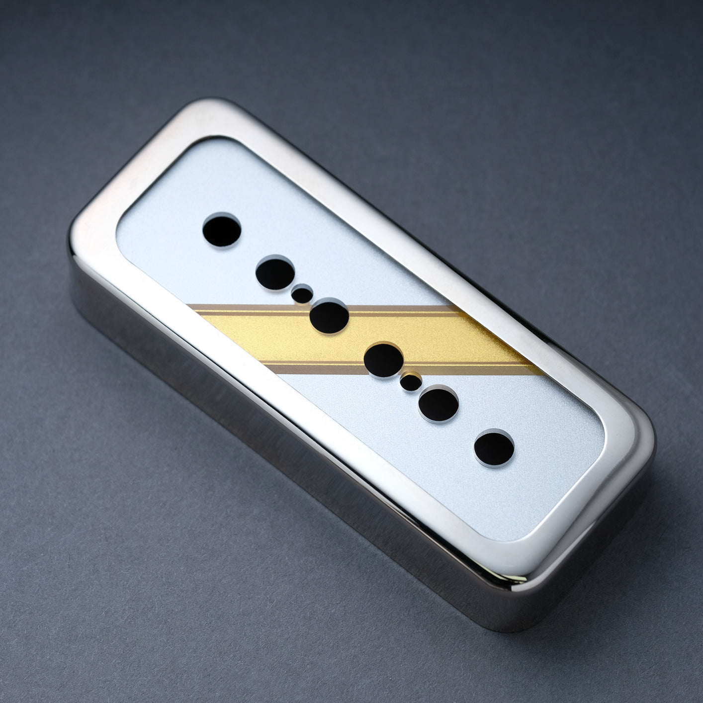 The Stripe Reversed - P90 Soapbar Cover - Nickel Trim - Gold on Silver Face